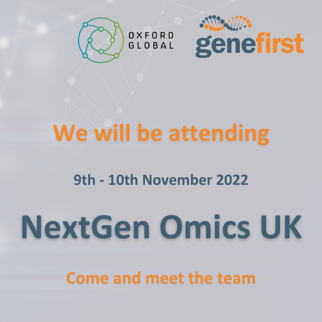 We are so excited to be attending @NextGenOmics UK on 9-10 November. 

If you are attending then make sure you ask us about our unique technologies. 

We hope to see you there!

#OmicsSeries22 #genefirst