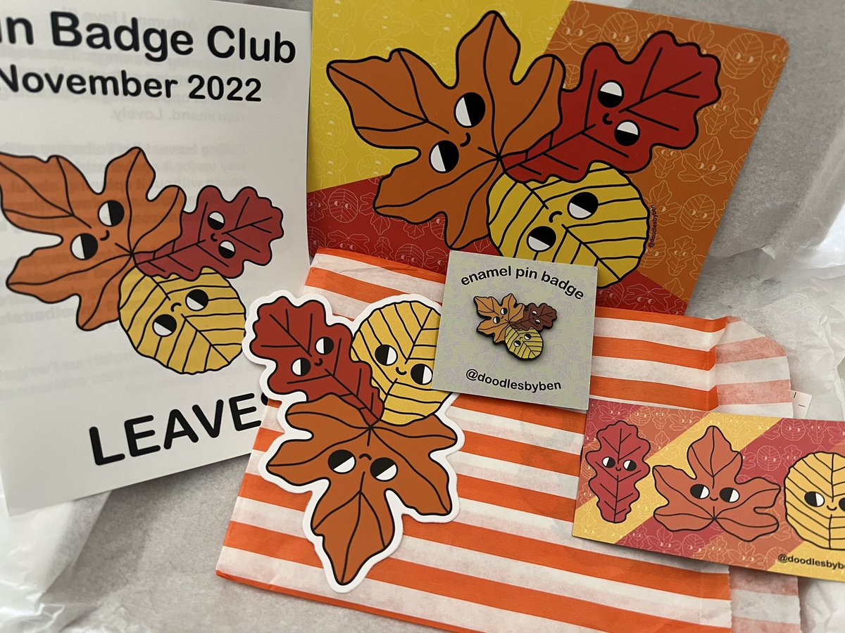 When <a href="/ben_cameron/">Ben Cameron</a> ‘s latest <a href="/PinBadgeClub/">Pin Badge Club</a> arrives in the post and you just want to pop it on and go swirling with the leaves on a long walk #pinbadgeclub #subscriptionbox #treatyourself