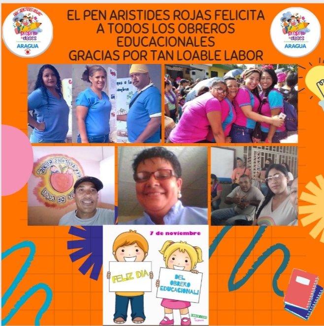 pen_aristides's tweet photo. Cada #07deNov en Venezuela se le brinda un homenaje a quien trabaja para mantener las áreas educativas en buen estado para el disfrute de todos. El @pen_aristides felicita en su día a los Obreros Educacionales. Gracias a todos por su esfuerzo.
#VenezuelaHumanista
@leoalvacabrera https://t.co/kxhhX7KG2q