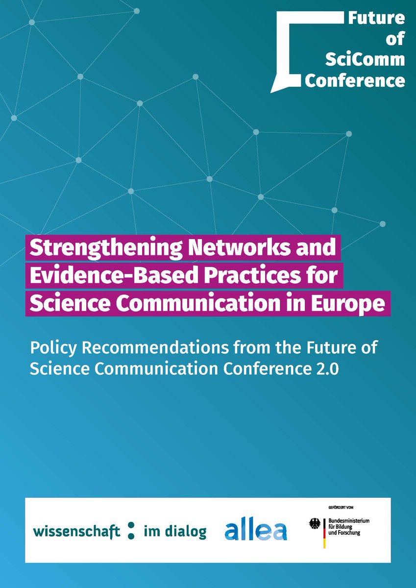 wissimdialog's tweet photo. New paper: The policy recommendations of #FSCC22 @ALLEA_academies unite ideas about the future of institutionalized #SciComm in Europe and about the transfer between researchers and practitioners:
https://t.co/sNXd4gFmjz
Join our #Spaces tomorrow to discuss the details with us 👇 https://t.co/ITT5BygPQh