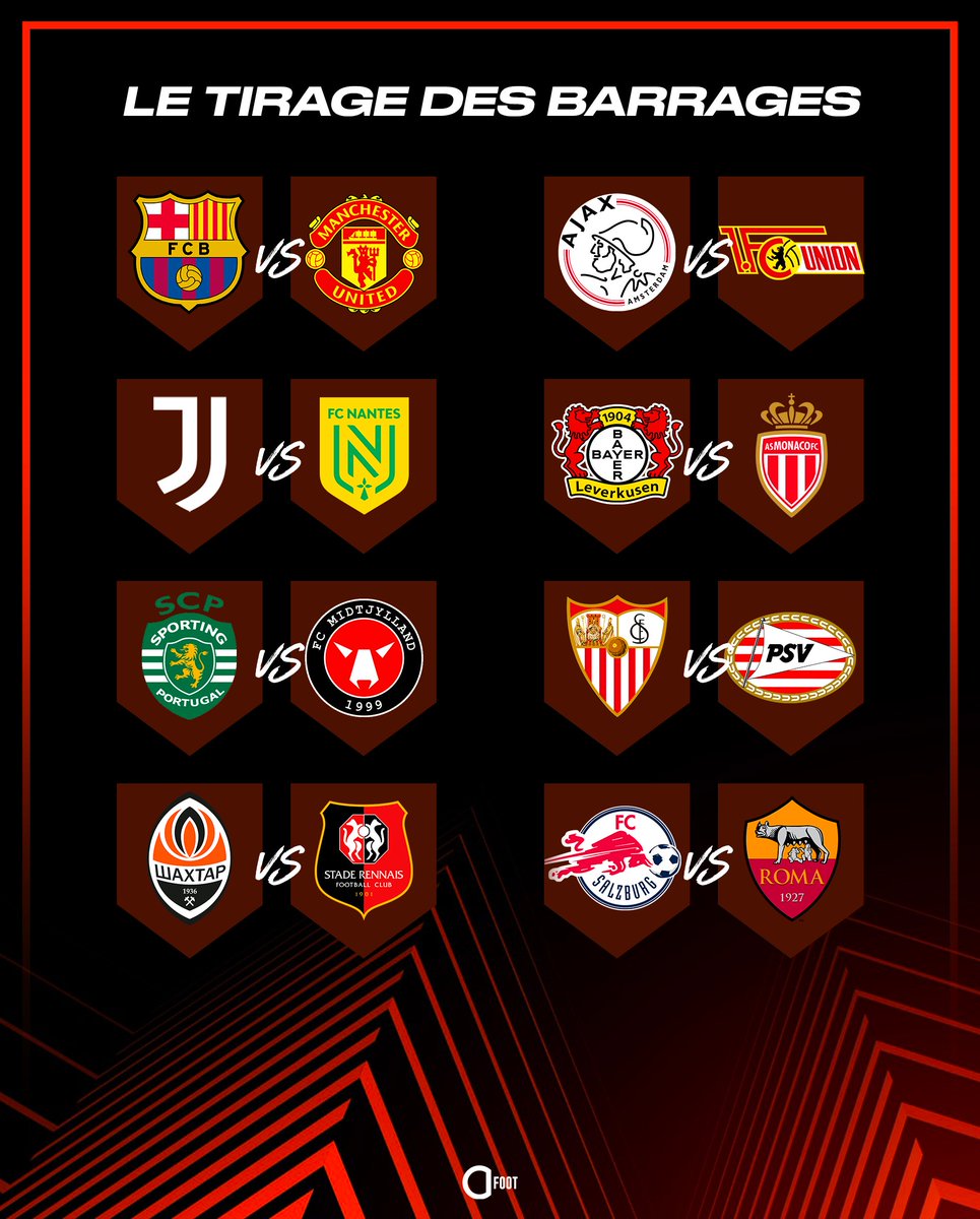 ActuFoot_'s tweet photo. 🚨 OFFICIEL ! Le tirage des barrages d'Europa League ! https://t.co/GCizKFBkt1