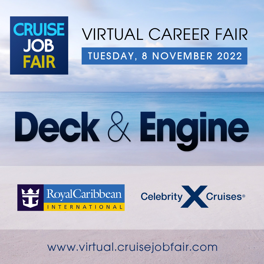 Calling all Deck Officers, Engineers, Electrical Officers and Refrigeration Engineers! Royal Caribbean Group will hold an online recruitment event tomorrow:

Virtual Career Fair - Deck &amp; Engine
8 November 2022

virtual.cruisejobfair.com/events/52/roya…

Sign up now!

#cruisejobfair #IAMRCG