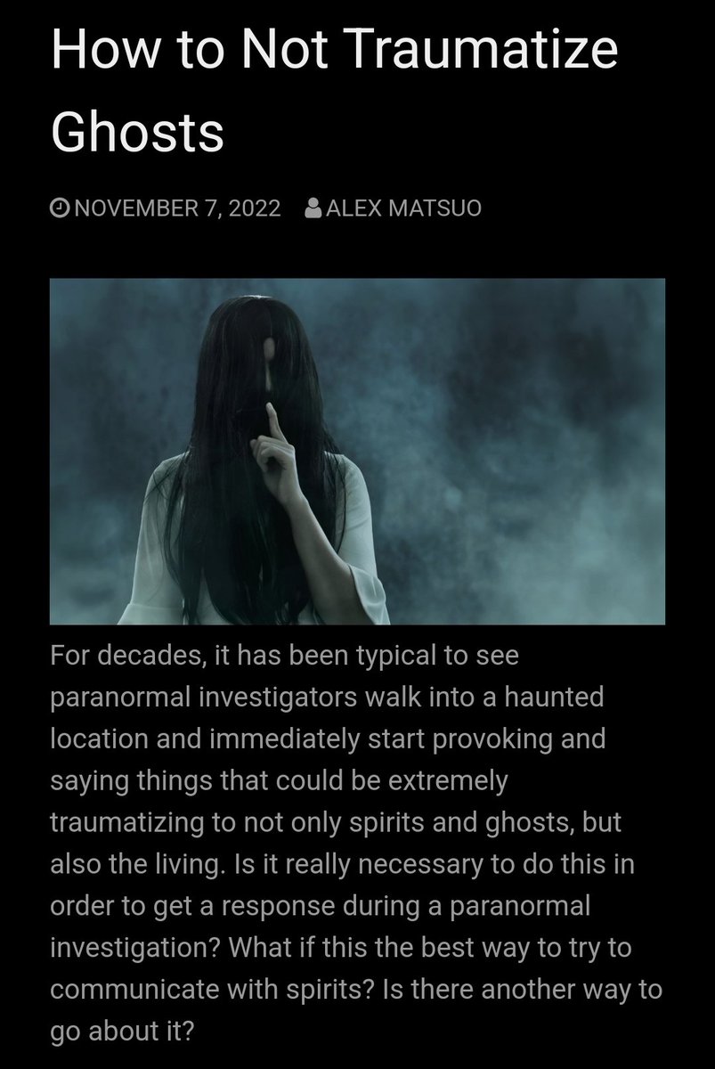 TheSpookyStuff's tweet image. I have a new blog out. It's an expansion of the presentation I did at @PanParacon and MASS Paracon this past weekend. What topics do you like to bring up during paranormal investigations that don't involve trauma?

You can read the blog here: alexmatsuo.com/how-to-not-tra…