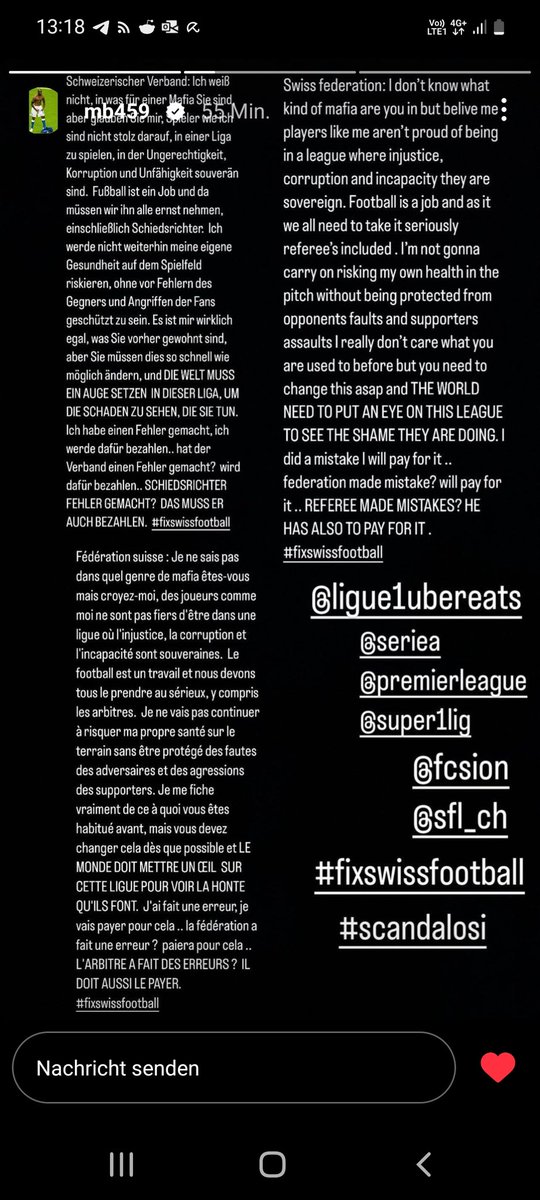 A person telling the truth. Bravo Mario Balotelli for this statement. Years of partisan management at <a href="/News_SFL/">Swiss Football League</a>. Wake up!!!! #mariobalotelli #sfl