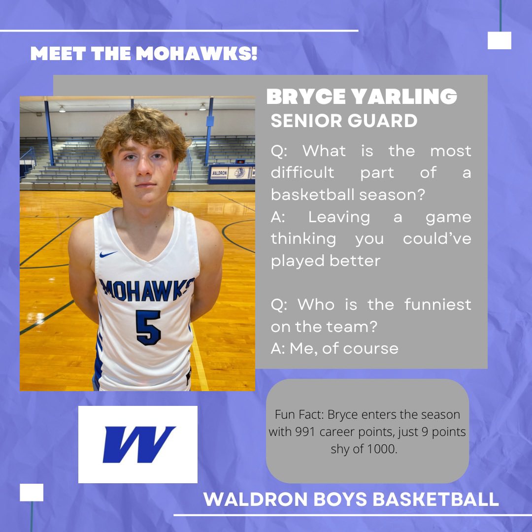 Day 1 of practice also means day 1 of our Meet the Mohawks series! <a href="/bryce_yarling/">Bryce Yarling</a>