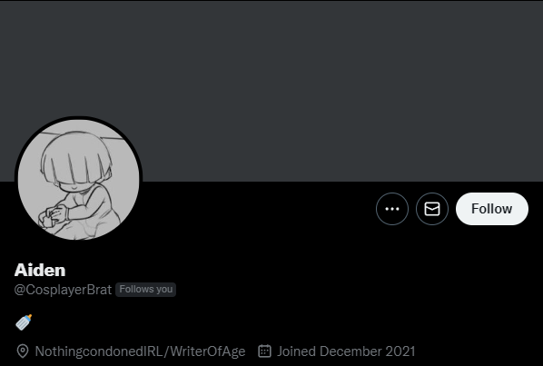 VeryBigRenamom's tweet photo. I think you should cosplay as a dead account...
Don't interact with me if you do ageplay, even so much as claim it isn't "condoned IRL." Ever. https://t.co/AYdPyfL5ej