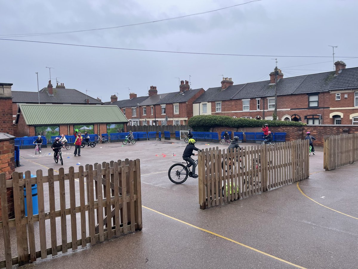 TeamKPJA's tweet photo. Bike ability is well underway! The children are having a great time and not letting the weather affect their brilliant skills. @BikeabilityUK https://t.co/vzbrlHE4L0