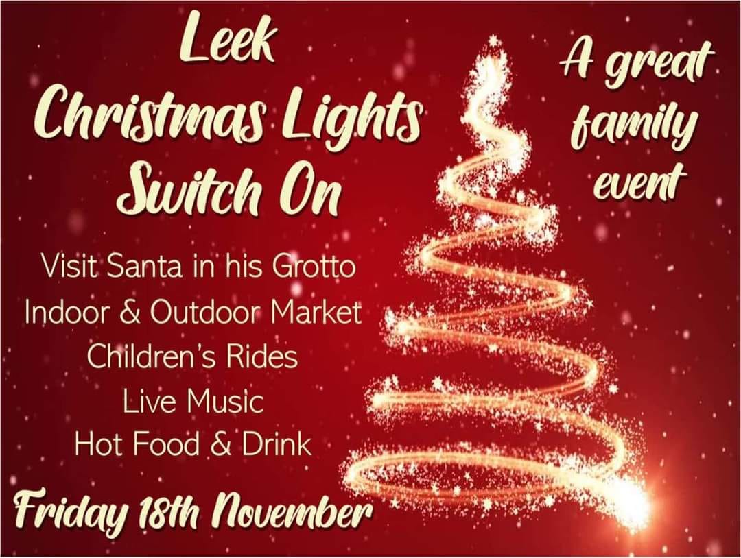 StaffsTourism's tweet photo. 🎄#Christmas2022 in the #StaffordshireMoorlands !
🌟#Leek - Friday 18th November
🌟#Cheadle - Saturday 19th November
🌟#Biddulph - Saturday 26th November
💻Fore more Christmas Light Switch On's, visit: https://t.co/GTTQMz9Ha4
@Leektowncouncil @teamchead1e @BiddulphTC https://t.co/YtGHdFVuxs
