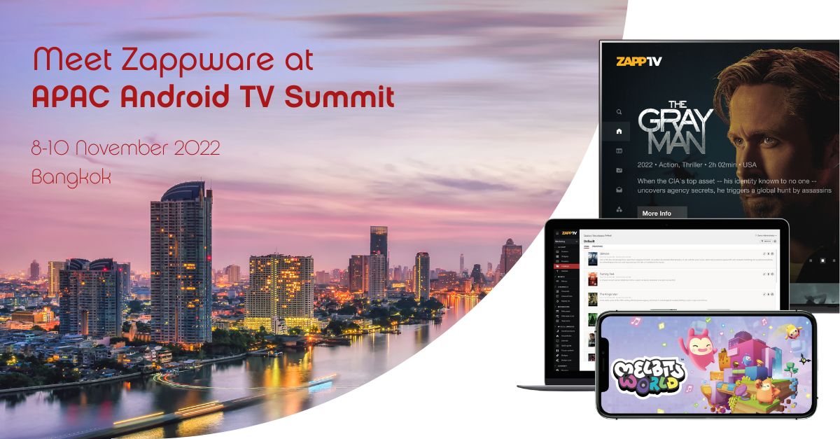 Zappware's tweet photo. APAC #AndroidTV Summit - 1 day to go❗
We invite you to visit the ZEGi Group meeting room and try out our ECC. Be in control of #userexperience: change page layouts, add or remove #content, insert promo sections with just a few clicks. We hope to see you there! 

#google https://t.co/4fxqX7yiaJ
