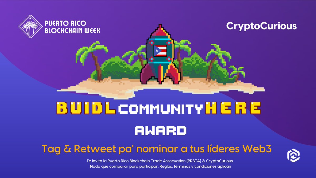 cryptocuriouspr's tweet image. ¿Quién está construyendo comunidad Web3 en PR? 👀 nomína a esos líderes que están trabajando duro y rompiendo barreras para acelerar la adopción de la Web 3.0 en la isla 💪🙌

Tienes hasta el 11 de Noviembre

¿Quieres saber más? sigue el hilo 🧵(1/6)