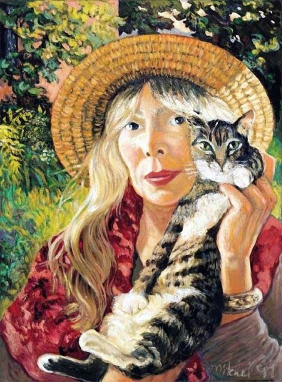 womensart1's tweet photo. Joni Mitchell, singer, song writer, musician and artist, Self Portrait, 'Taming the Tiger' album cover art (1991-97) #womensart https://t.co/ZqOKlrKhS9