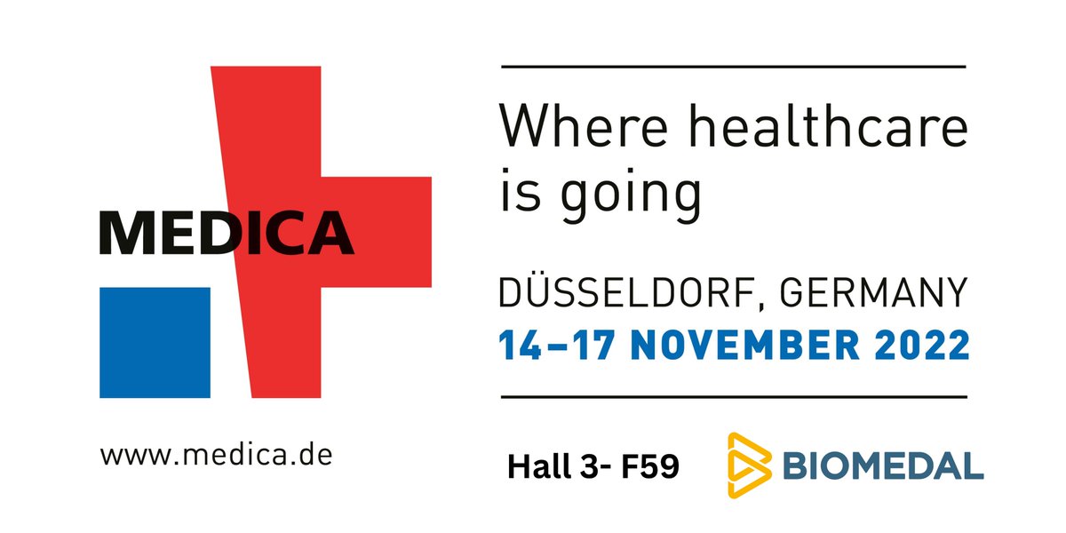 BiomedalEN's tweet photo. #MEDICA2022 is coming, the world's leading fair in the medical sector. We are very pleased to be from 14th to 17th of November. Visit us at Hall 3; stand F59.

We look forward to seeing you!

More information: https://t.co/XyY3IXRLte https://t.co/bnNCrD4Ymw