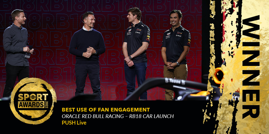 Winners of the #BSportAwards22 Best Use of Fan Engagement, congratulations to: Oracle <a href="/redbullracing/">Oracle Red Bull Racing</a> – #RB18 Car Launch, <a href="/PUSH__Live/">PUSH.live</a>. 

See the full list of winners at: bit.ly/BSport22Winners