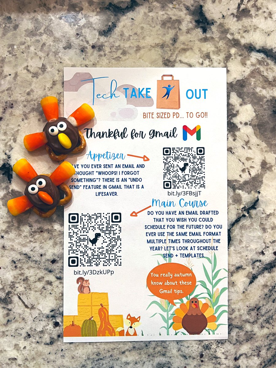 mrsrinehart1's tweet image. November #TechTakeOut features #Gmail time savers + life savers! When the @saylerparkjags Ts scan the QR codes they will learn about the “undo send” feature in #Gmail and how to create/save a template + schedule it to be sent at a later date! @ForwardEdgeOH @dpvils #EDUCoachChat