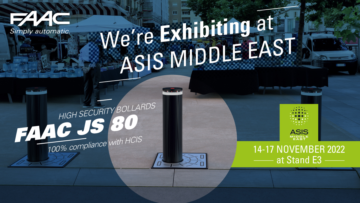 faac_me's tweet photo. FAAC Middle East is proud to announce that we’ll be partnering with @AflakElectronic to bring our first-rate, top-of-the-line #JS80 high security #bollard to @ASISEXPO. Register: https://t.co/dd6GzjqqCx
#SecurityBollards #PerimeterProtection #ASISMiddleEast #FAAC https://t.co/65QfOpuPX6