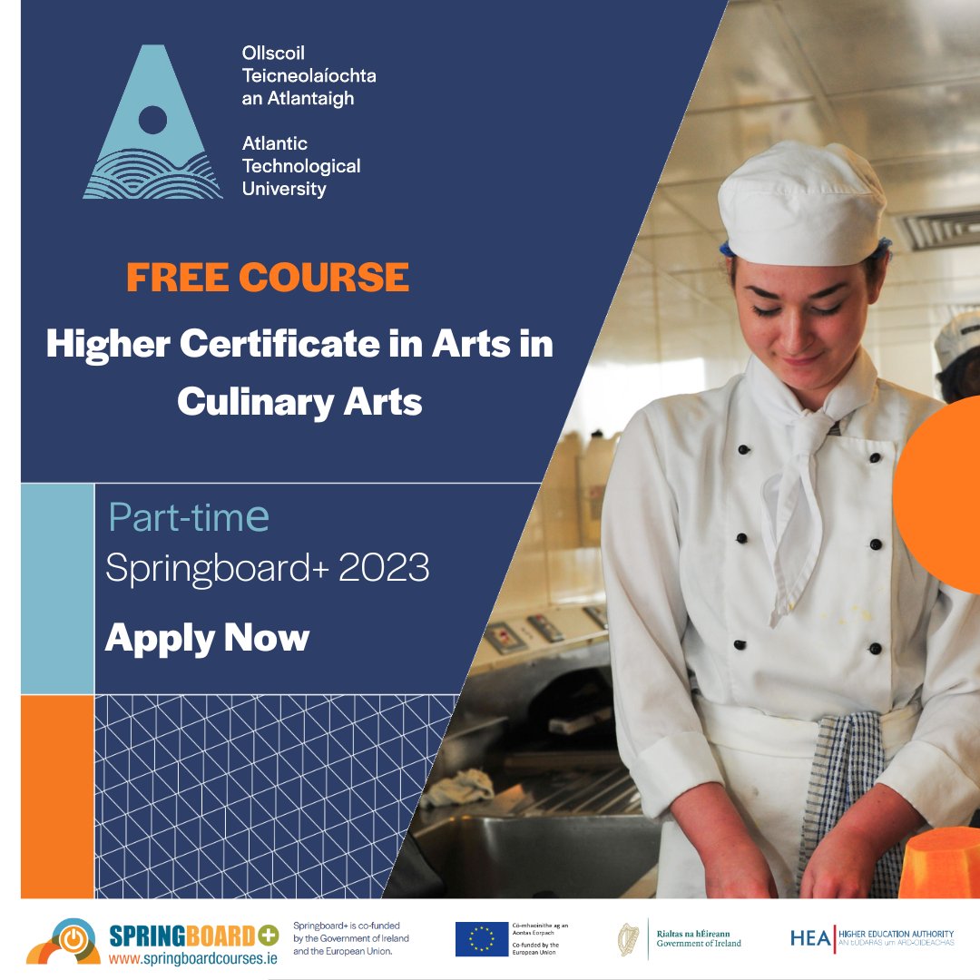 Applications are OPEN for our FREE Level 6 Higher Certificate in Arts in Culinary Arts programme #springboard+, Learn more here loom.ly/hXczLKQ