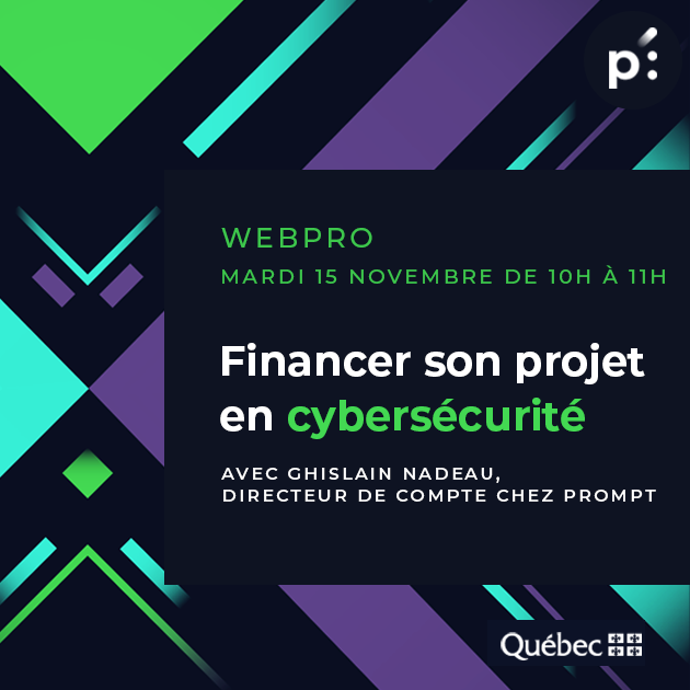 Prompt_Innov's tweet photo. Vous souhaitez développer une technologie en cybersécurité?
💬 Webinaire d’information mardi 15 novembre de 10h à 11h : https://t.co/tSjO7bb4py
#ProgrammePICQ #Cybersécurité #Financement #CybersécuritéQuébec
Programme de financement @Economie Québec https://t.co/9bGiCVnqPK