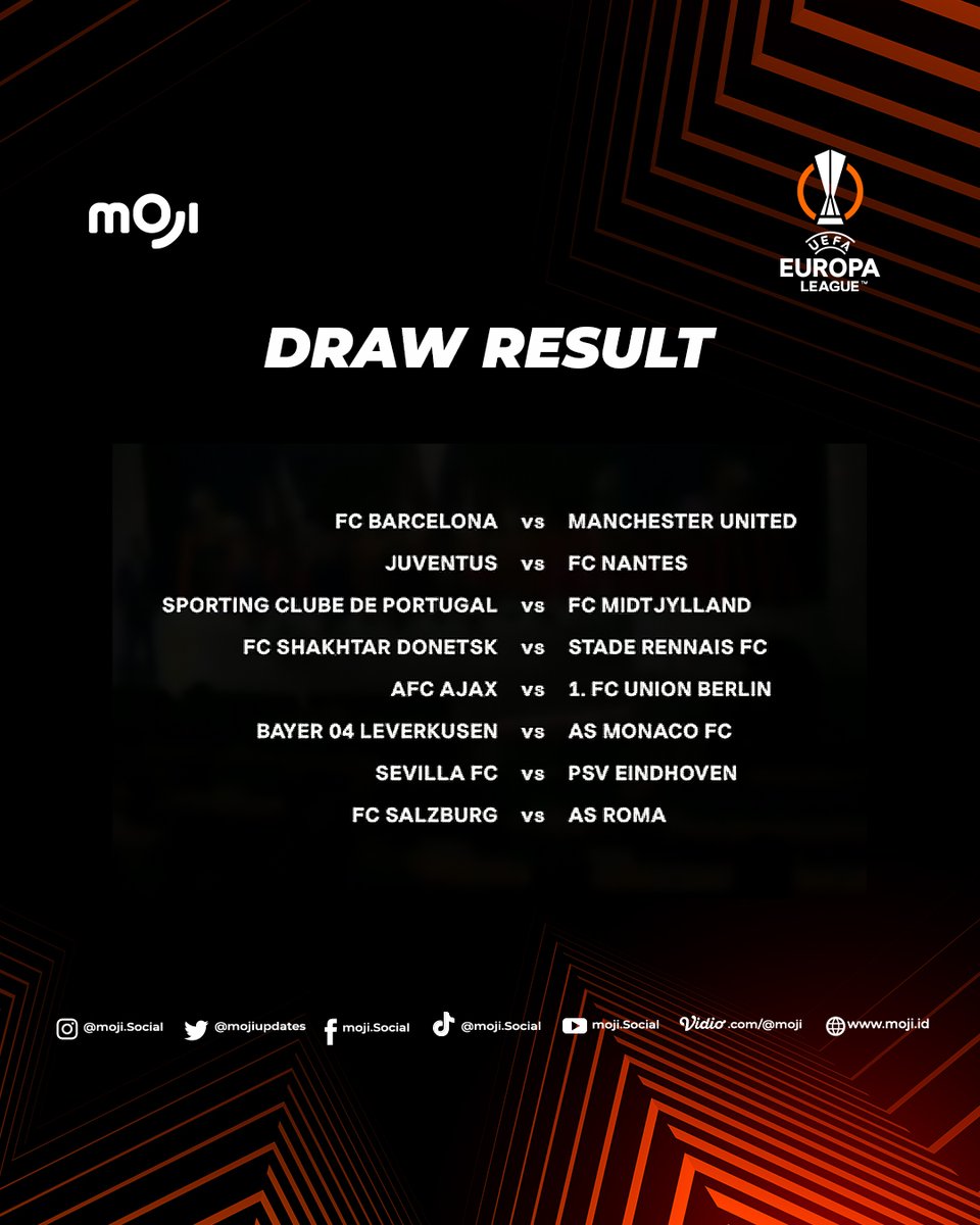 mojiupdates's tweet photo. Drawing Result Knockout Round Play-offs Europa League nih!🔥

Gimana? Udah nemu yang tadi gak ada di hasil draw UCL? #miminkabur 🏃

#uel2022 #europaleague #uefaleague #itsmoji #drawuel https://t.co/2niiOYAYDZ