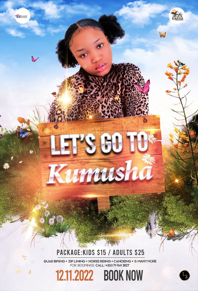 ExquisiteZim's tweet photo. The date is getting closer, have you secured your seat for Kumusha Day Tour yet ? If not, you can still make your payment to book your seat.

For $25 only you will get….
🔹Zip Lining
🔹Transport 
🔹Horse Riding 
🔹Quad Biking
And Many More https://t.co/oDuC0rKLIe