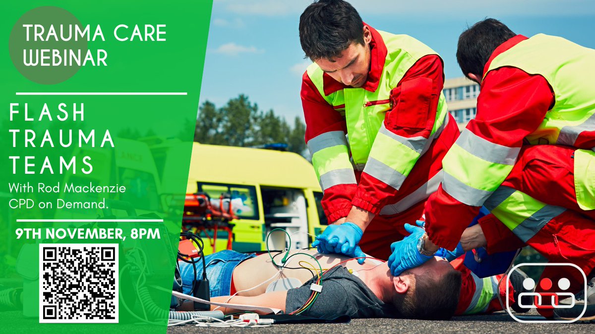 Our free CPD Webinar schedule for this month looks amazing! 
First up, on Wednesday 9th (this week!) we have Rod Mackenzie joining us for a talk on Trauma Flash Teams, sign up here bit.ly/3U9eIV0 &amp; learn what it takes to be a team leader and how to create a trauma team!