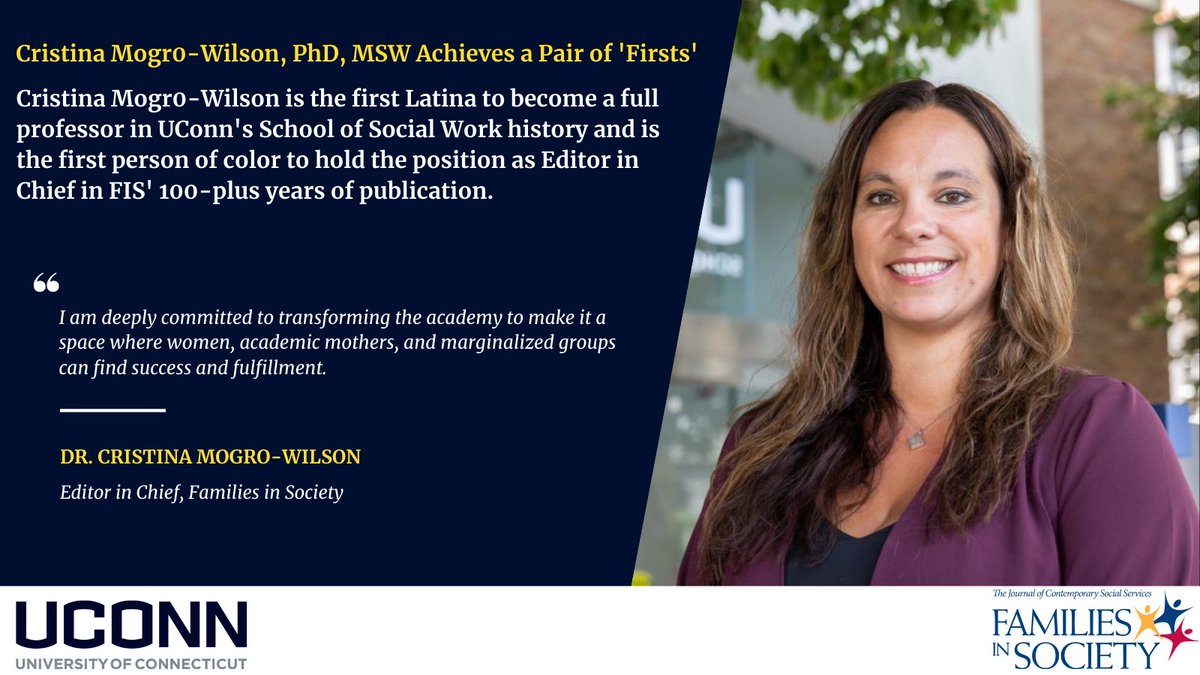 FISOnline's tweet image. Dr. Cristina Mogro-Wilson has achieved a lot over the last year; next on her list is representing @UConnSocialWork and Families in Society as she presents at this year&apos;s #APM2022 @CSocialWorkEd 

#csweek2022 #cswe2022 #uconn #research #publish #phd #scholar