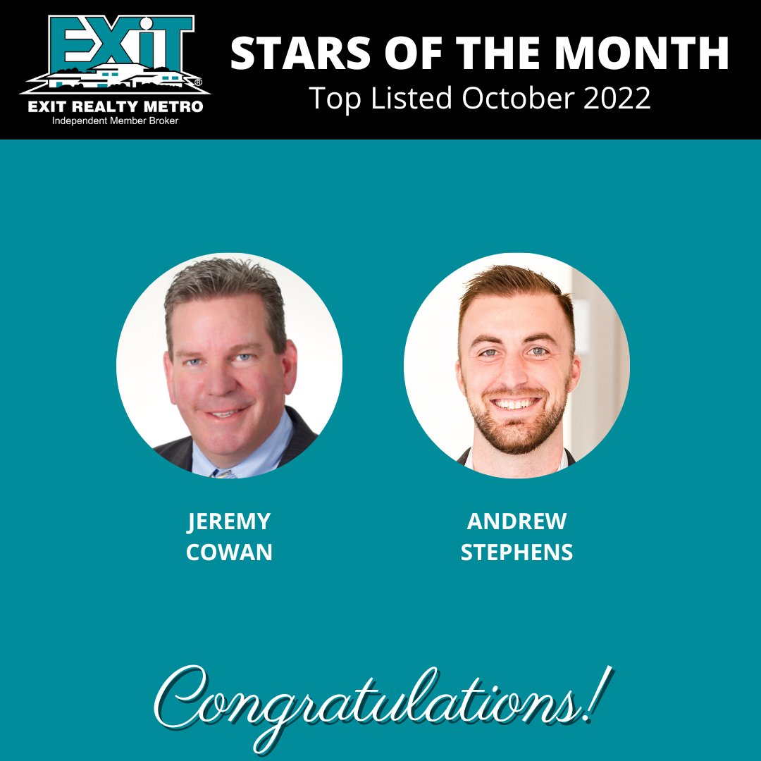 EXITRealtyMetro's tweet photo. Congrats to our ⭐STARS OF THE MONTH⭐ for October!

#exitrealty #realtorsofns #starsofrealestate #exitrealtymetro #halifaxrealestate https://t.co/mzESNYuJgc