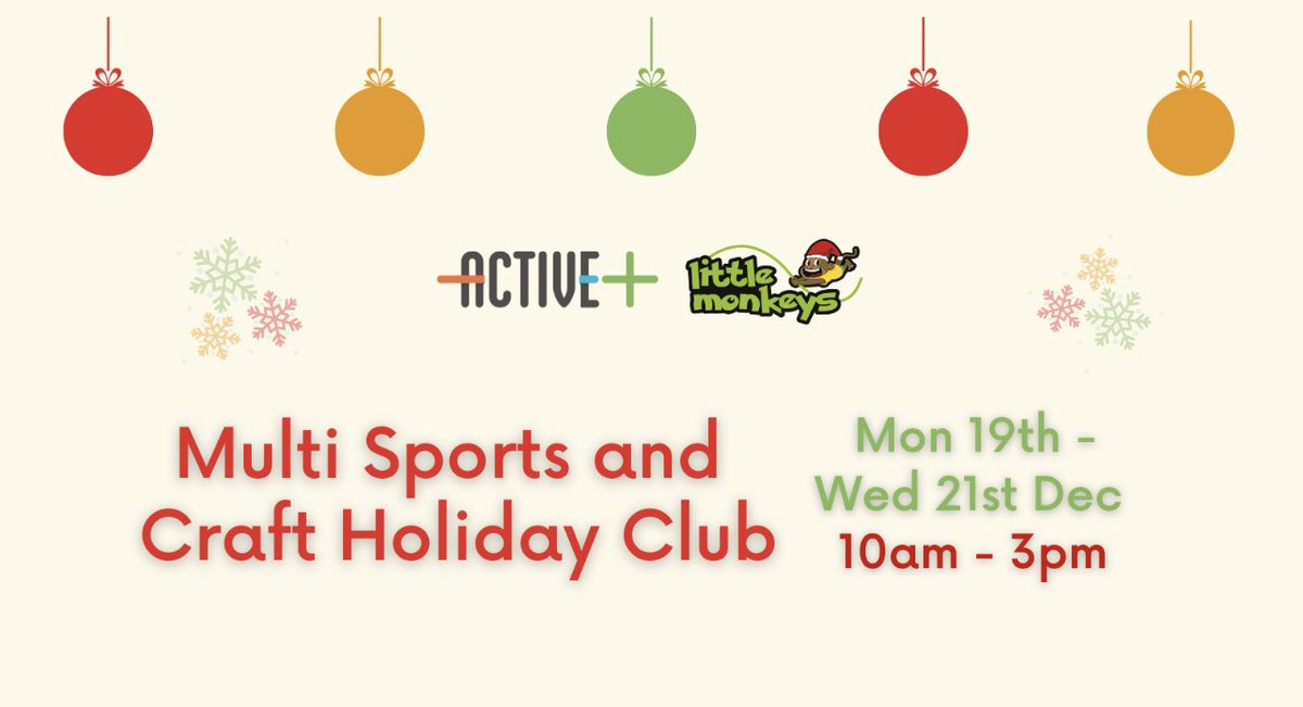 LOOK 👀 Parents... This is here for you to take full advantage of..
Christmas Holiday Club! 

Mon 19th - Wed 21st Dec 
Call now to book... 
01482 447766 

If you need time to get your Xmas shopping done!We'll make sure the kids have fun age 4-10  <a href="/LittleMonkeysHu/">Little Monkeys</a>