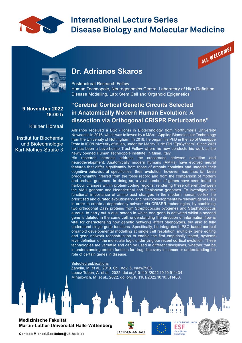 Michael Boettcher (@boettcher_lab) on Twitter photo Please join us for an in-person seminar with <a href="/AdrianosSkaros/">Adrianos Skaros</a> at the University of Halle-Wittenberg, this Wednesday at 4 pm. Please join us for an in-person seminar with <a href="/AdrianosSkaros/">Adrianos Skaros</a> at the University of Halle-Wittenberg, this Wednesday at 4 pm.