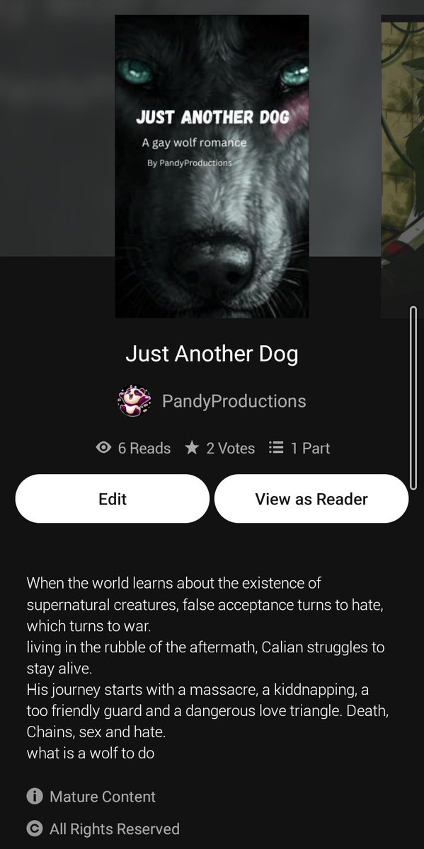 Pandystories's tweet photo. NEW BOOK
CHAPTER 1 released 
"Just another dog"
Read on #wattpad or on #sofurry 

#BookLover #BookTwitter #furry #Werewolf #gayfiction #GayRomance #LGBTQ #furryfandom https://t.co/CBgEJPR73C