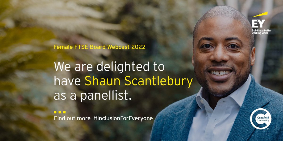 Don't miss it! Join us tomorrow for the virtual launch of the @EY_UKI <a href="/CranfieldUni/">Cranfield University</a> #FemaleFTSE report at 10am.

Excited to have Shaun Scantlebury on our panel to share his perspective on how to build #InclusionForEveryone.

Register to join us:
info.ey.com/UKI-UK-ALL-WB-…