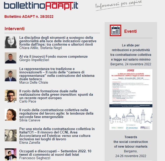 🔴#BollettinoADAPT n. 38/2022 
#conciliazionevitalavoro #paritàdigenere #fondonuovecompetenze #formazioneduale #lavoroagile #decretoPiantedosi #contrattazionecollettiva

#openaccess

▶️Leggi qui: mailchi.mp/adapt/bolletti…

✍️ Iscriviti alla newsletter: bollettinoadapt.us3.list-manage.com/subscribe?u=47…