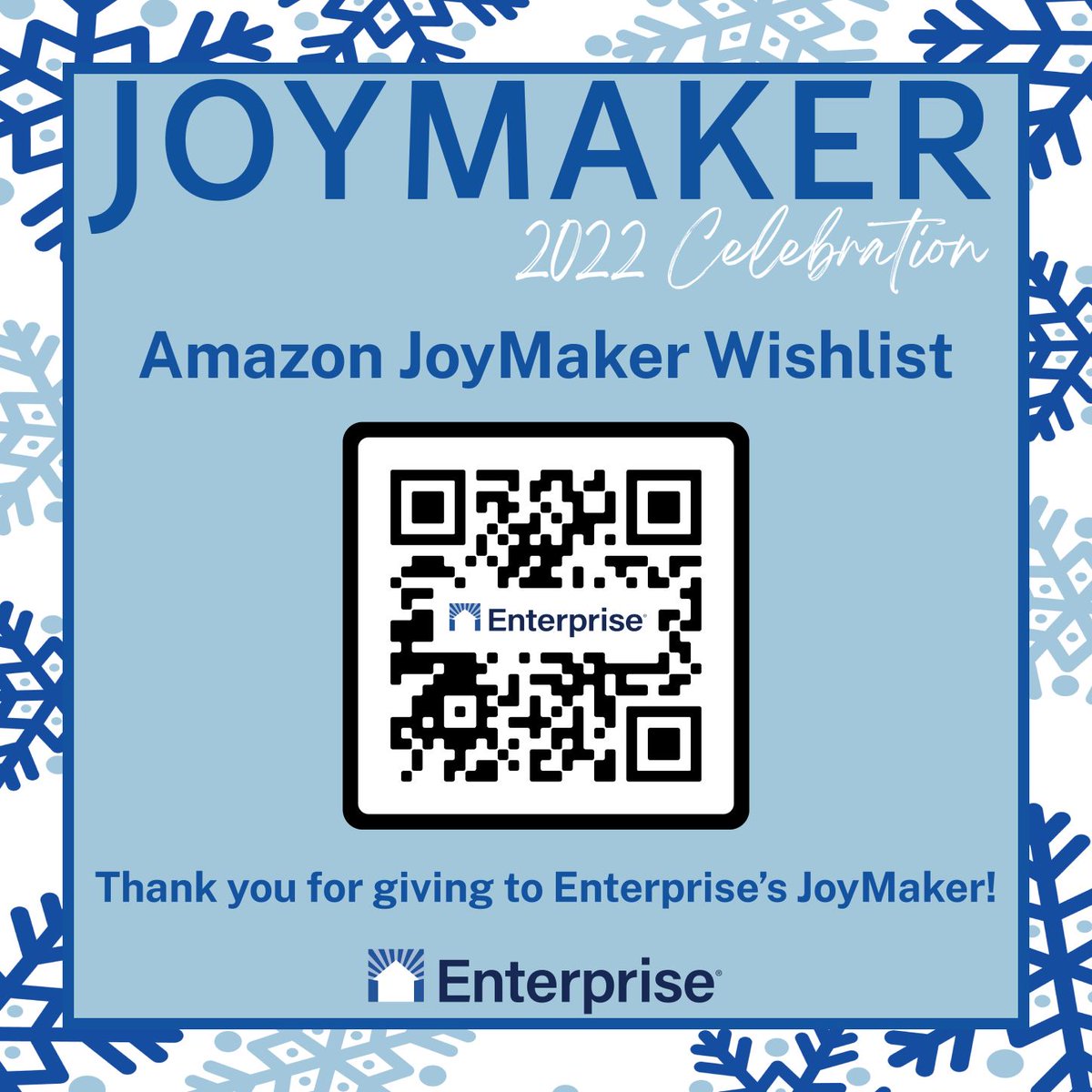 goatsontheriver's tweet photo. I gave and you can, too! Spread joy this holiday season by purchasing a toy (scan below) or making a donation (https://t.co/uPMvXrQSZL) to a family in need. Thank you for your support! #WeAreEnterprise https://t.co/V2urVPRhoB