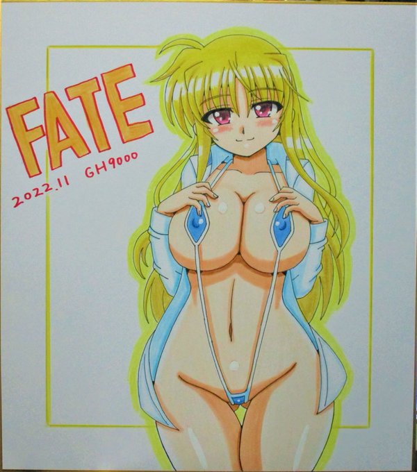 11月の色紙、スリングショット水着フェイトさん完成しました～😊😆 