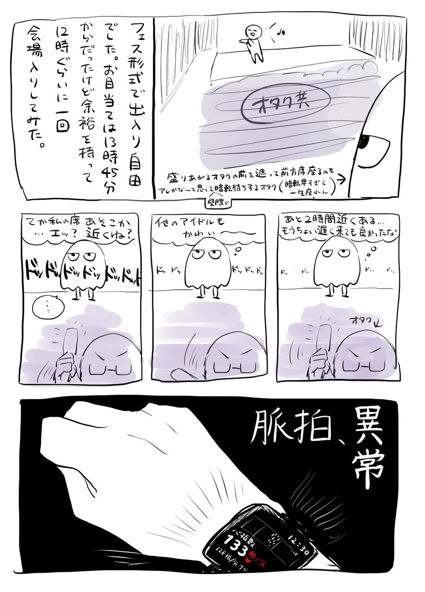 接近イベを当日いきなり浴びて死んだオタクのレポ漫画
導入編①〜④(続きます) 