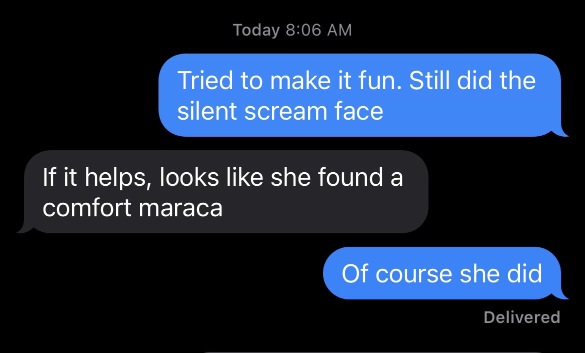 Daycare drop off. I hope you all find the comfort maraca you need for this Monday morning.