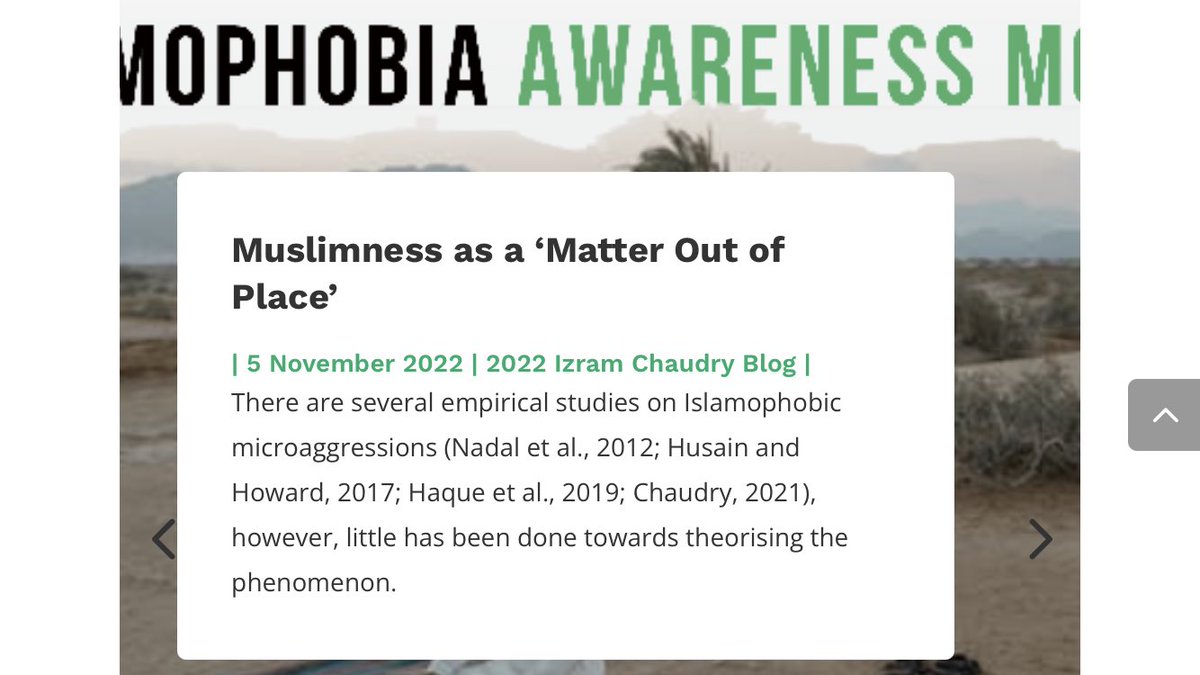 LoockJohanna's tweet photo. Don‘t miss @IzramChaudry‘s new blogpost on #ReOrientations by @CmsReorient. His blogpost “Islamophobia as a ‘Matter Out of Place’” is part of a series on the occasion of Islamophobia Awareness Month. Please click here to read it: https://t.co/0vagroFdeP https://t.co/EqYqps5YzR