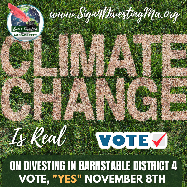 4Divesting's tweet image. -&amp;gt; CLIMATE CHANGE IS REAL
Reminder: tomorrow is your opportunity to make a difference. Vote &quot;YES&quot; on divesting to help stop climate change. 

Please support our work and donate if you are able!bit.ly/3eSkFD8

#DivestMA #Divest #Sign4DivestingMassachusetts