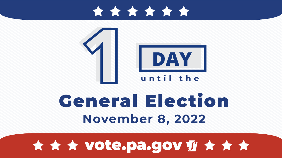 PAStateDept's tweet photo. Tomorrow is #ElectionDay. Polls will be open from 7 am – 8 pm. Make your plan to vote at https://t.co/Mn4i3pF0UX

🗳️Locate your polling place.
📮Drop off your voted mail ballot.
❓If you did not receive your mail ballot, you can vote by provisional ballot at your polling place. https://t.co/rL8sSDzvL7