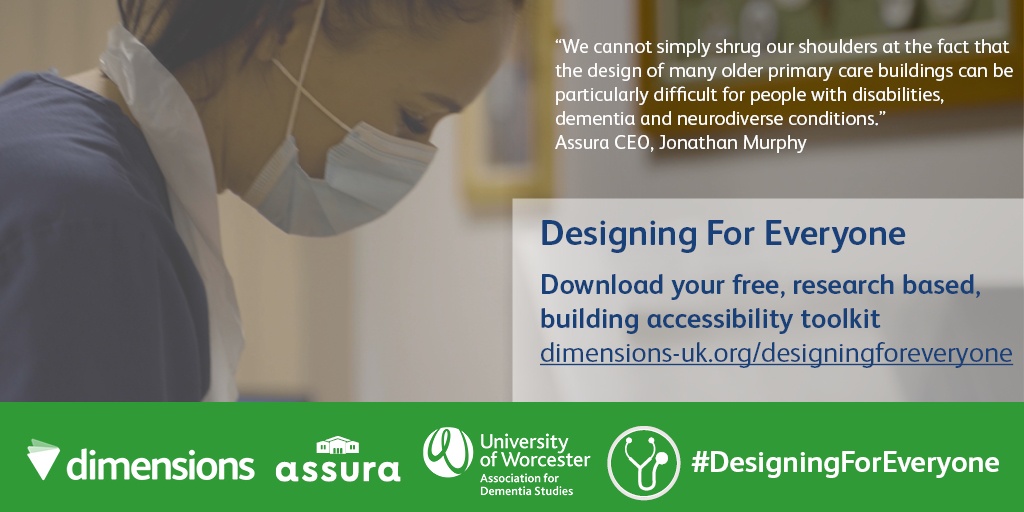 DimensionsUK's tweet photo. 45% of disabled and neurodiverse patients feel worried in primary care settings so we’re asking healthcare staff to use our free #DesigningForEveryone toolkit developed with @worcester_uni, @DementiaStudies and @assuraplc https://t.co/DG56pX4U5u https://t.co/GJc2Q2a8J5
