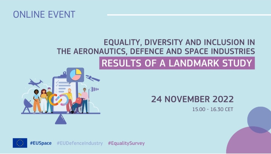 👩‍🚀 Time for results & actions 👉 The results of the @defis_eu survey on #Equality #Diversity #Inclusion in #Aeronautics #Defence #Space will be announced 🗓 Join the event 24 Nov 22 | 15:00 - 16:30 📣 Looking forward to hear key findings & improvements ec.europa.eu/eusurvey/runne…