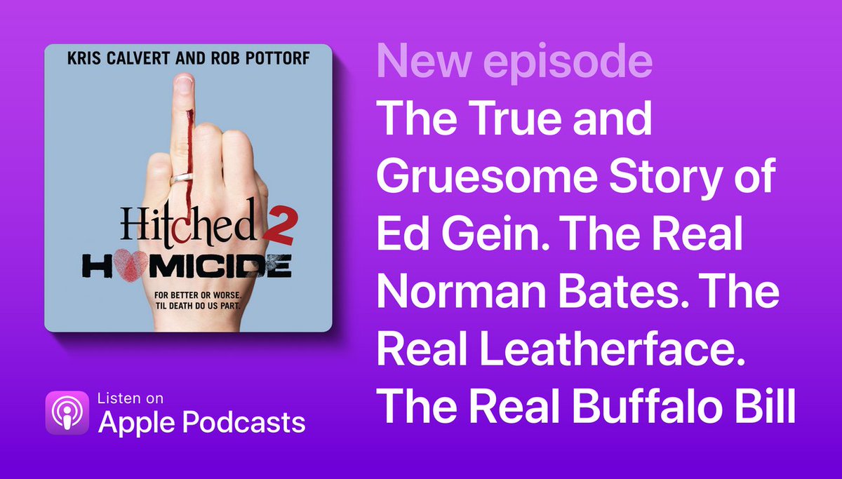 kriscalvert's tweet photo. Don't miss today's @H2H_Podcast on @ApplePodcasts. #EdGein murdered, grave-robbed &amp; made a skin suit (among other things), because he missed his momma.
LINK: https://t.co/3ngQUjNb5M
#truecrime #truecimepodcast #applepodcast #H2H #murder #buffalobill #normanbates #leatherface #new https://t.co/HC0JJAIYlc