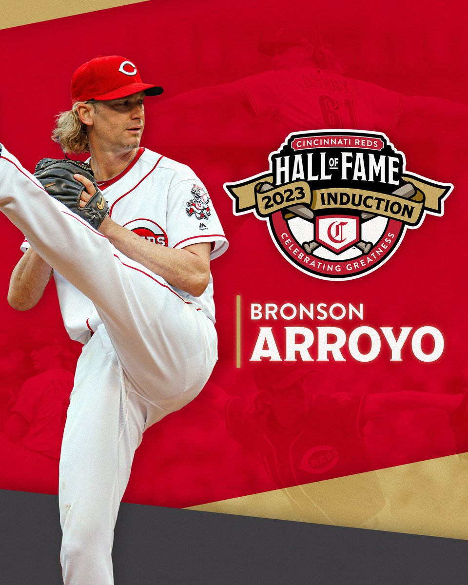 Congrats to Bronson Arroyo on earning induction into the Cincinnati Reds Hall of Fame in 2023! Arroyo ranks 6th in Reds franchise history in strikeouts, T-7th in games started and 16th in innings pitched. He is one of only two Reds pitchers to win a Gold Glove.