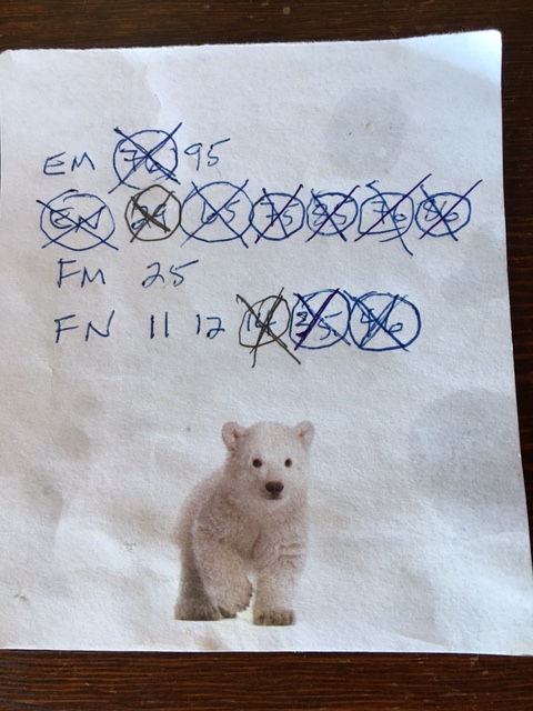K5TA's tweet photo. A good morning. #AA8CH had referred me to Bob #WA8FXQ as a possible EN65 contact. We had a sked this AM on RS-44, but Bob emailed me an hour before the pass and was having trouble with his FT736. I got on anyway, (hi to @KC7MG @N0GVK @wa6dnr), and ... Bob called!   ** 4 TO GO ** https://t.co/OF9puUvvSJ