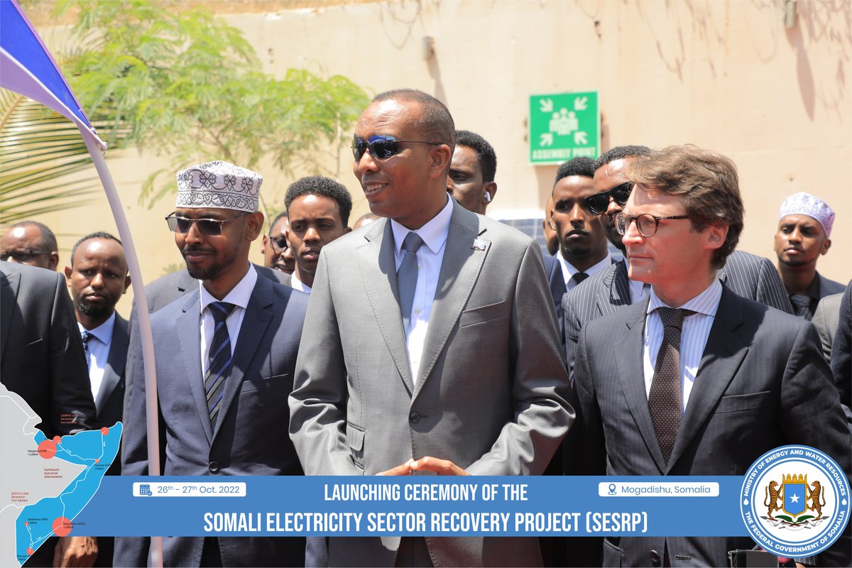 MoEWRSo's tweet photo. The SOMALI ELECTRICITY SECTOR RECOVERY PROJECT (SESPR) was officially launched by H. E. Hamza Abdi Barre, Prime Minister of the Federal Republic of Somalia. @SomaliPM  #ILAYS #ENERGY4SOMALIA https://t.co/eDutLLgnkq