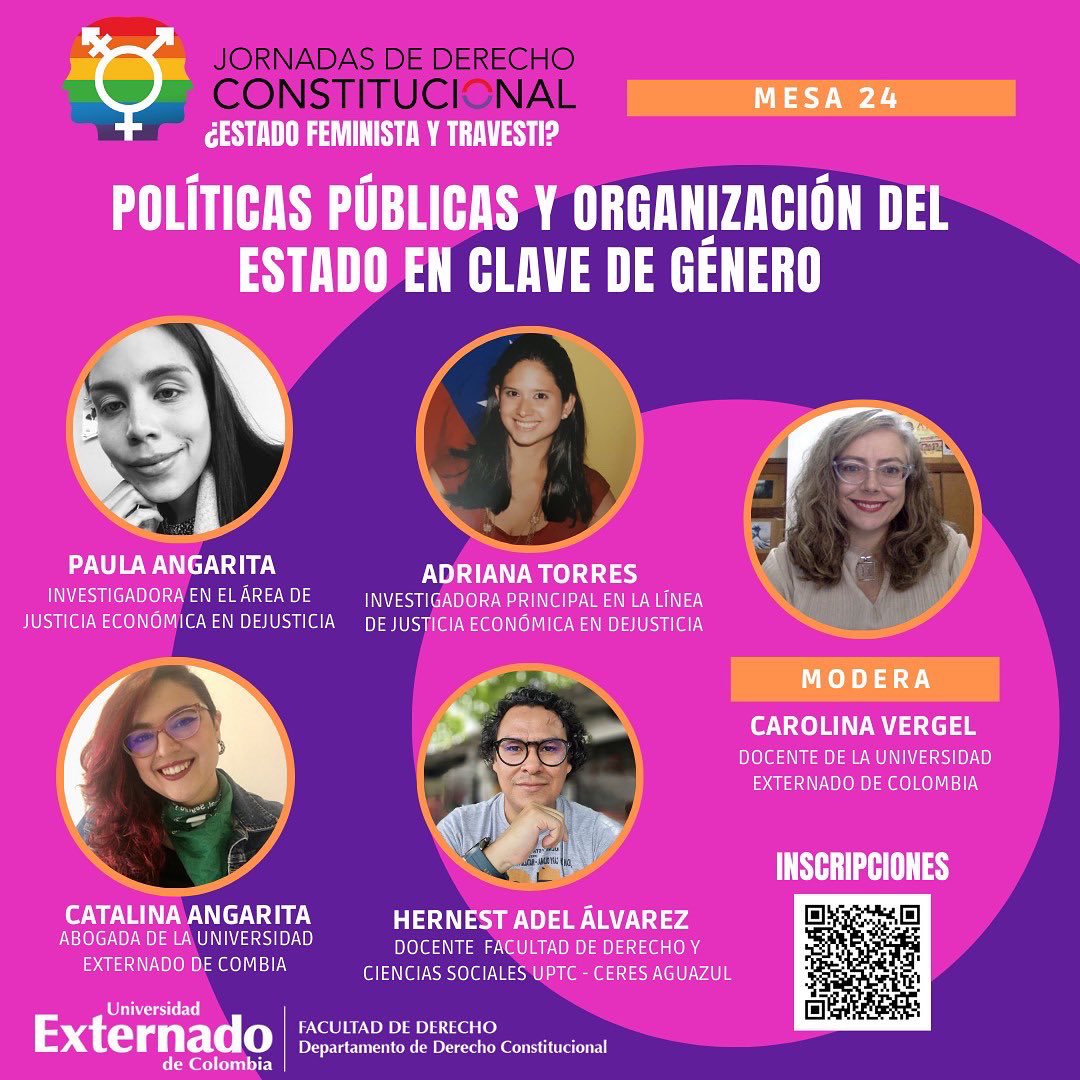 DerConstUEC's tweet photo. Les esperamos en las XXIII Jornadas de Derecho Constitucional. 

Mesa 24: Políticas publicas y organización del Estado en clave de género 

🗓 Jueves 27 de octubre
⌚️ 4:15pm

A cargo de @AngaritaPaula, Adriana Torres, @solocatalinayya y @HernestAlvarez, moderado por @carovergelt https://t.co/dtAJ0PSJul