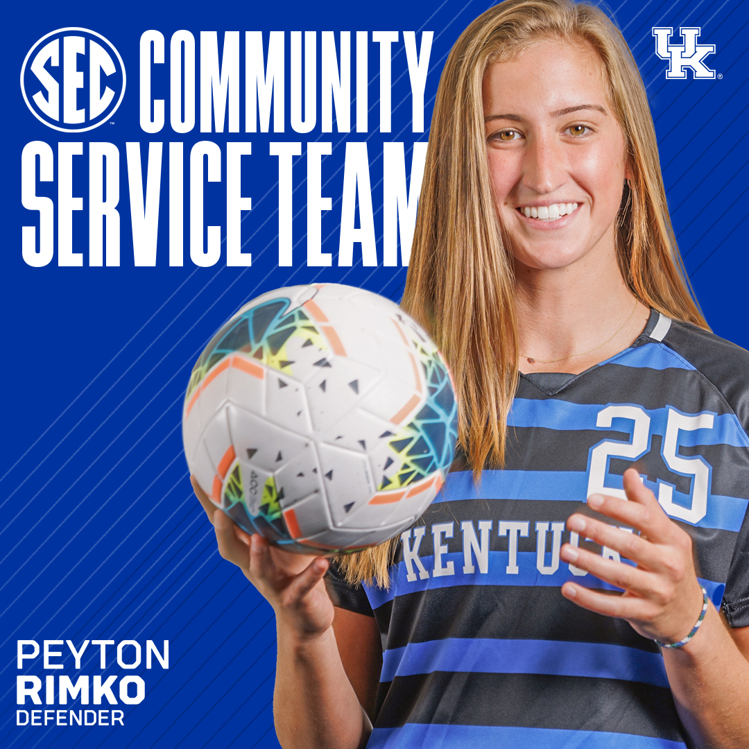 UKWomensSoccer's tweet photo. Congrats to Peyton Rimko on being named to the @SEC Community Service Team! 2022 marks Peyton's third consecutive season receiving the recognition. 

#WeAreUK 🔵⚽️😺 https://t.co/yTH94hDDVk