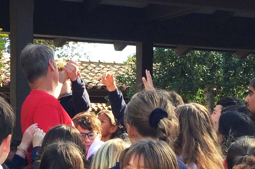 One of our strengths at Catalina is relationships. When former P.E. director Paul Elliott visited campus yesterday, the kids were thrilled and couldn't wait to say hi! #santacatalinatrue