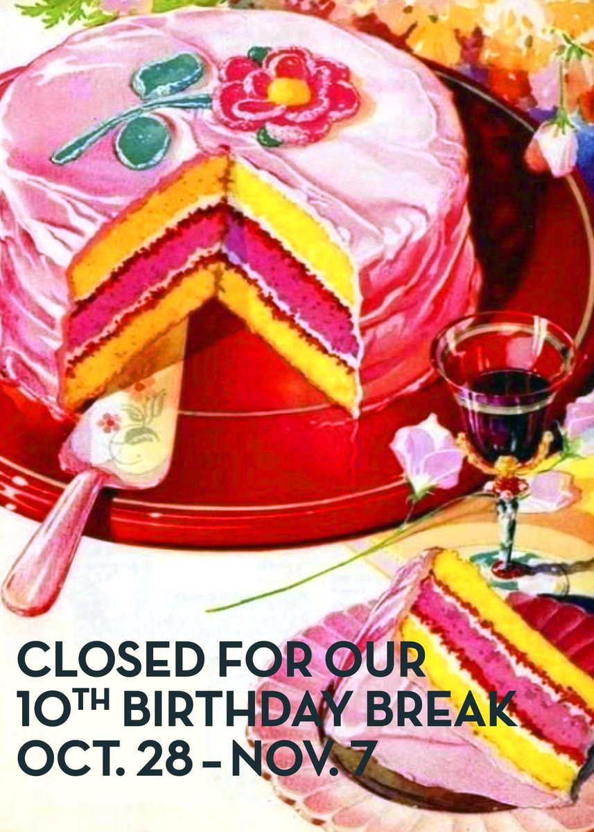 @townthestore TURNS 10 TOMORROW!!!...&amp; we're pooped! We'll be taking ten days off for some rest and renewal, beginning Fri. Oct. 28. OPEN today and Thurs. 12-6pm, then CLOSED UNTIL NOV.8.