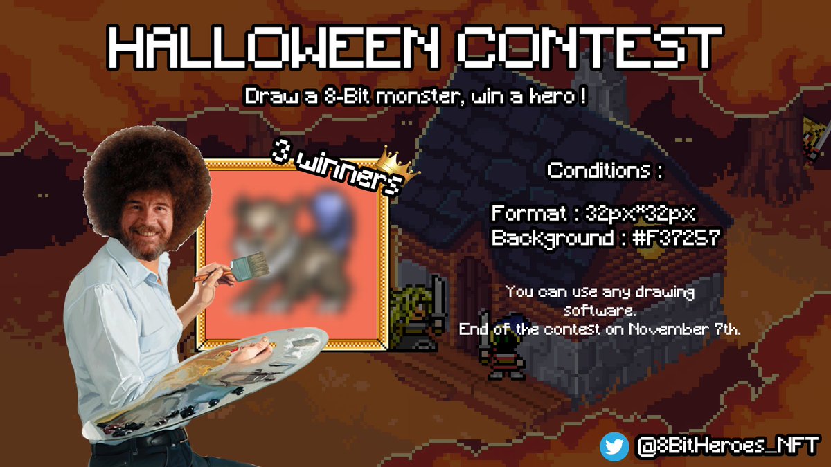🎃HALLOWEEN CONTEST🎃

Create in pixel art (32x32) your monster(s) and post it bellow this tweet or in our discord channel : 
🎃-halloween-contest

You can use this to draw : 
pixilart.com/draw

The community will choose the winners 🎉

Ends on November 7th⌛

#Elrond #NFT