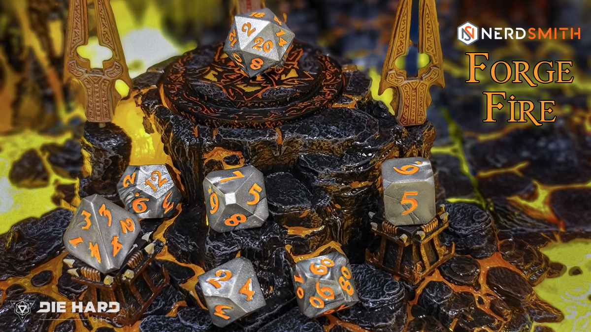 dieharddice's tweet photo. Pulled from the depths of the @WeAreNerdsmith forge, these enchanted items hum with a fiery power!

Prepare for your visit to #CastleDieHard and get your hands on this brand new #Dicefiliate set starting November 4th 🔥 https://t.co/iBx5jVxxbg